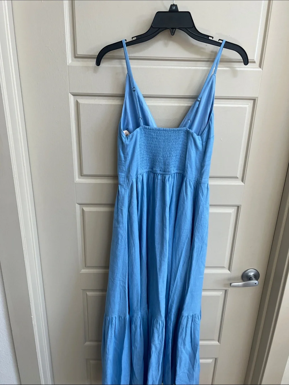 Abercrombie & Fitch maxi dress XS Button Front V-Neck Coastal Chic Light Blue